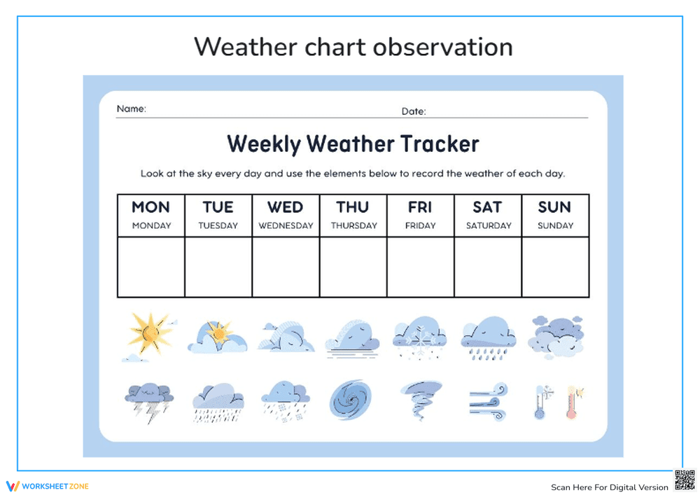 Science Activities for Four-Year-Old Kids: Weekly Weather Tracker - Page 1