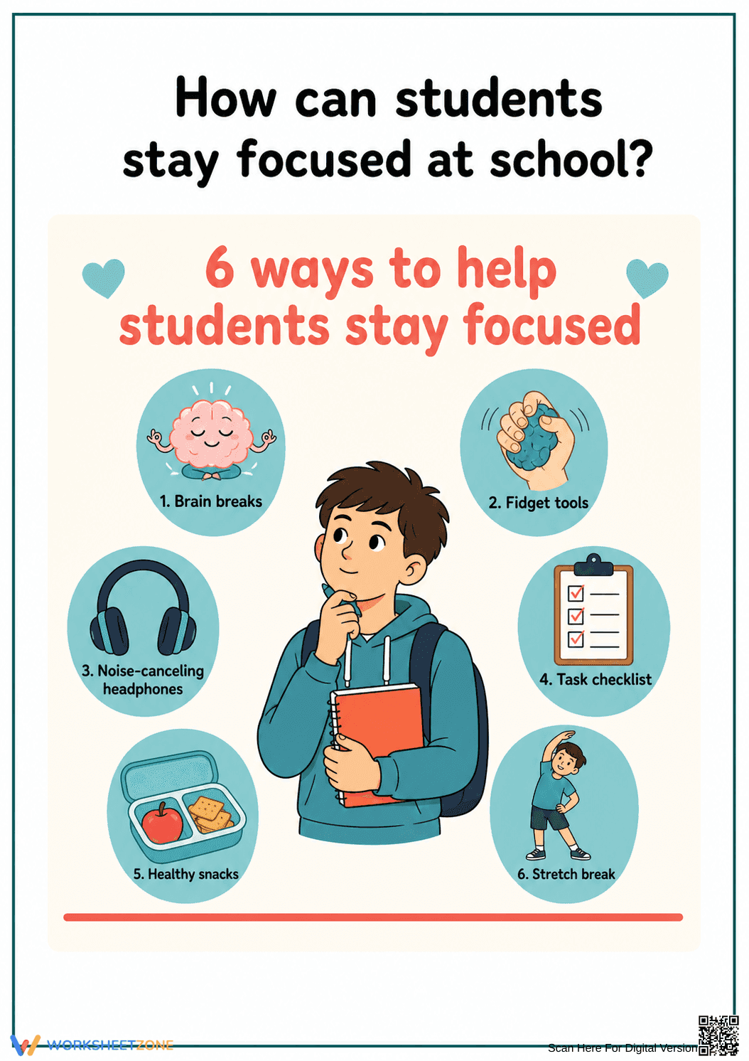 Focus Strategies Poster | Grade 5-7 Printable - Page 1