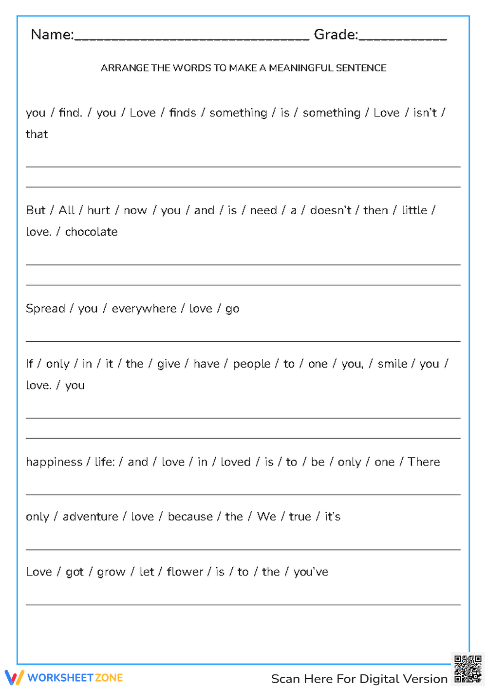 Valentine Sentence Scramble | Grade 5 Essential Practice - Page 1