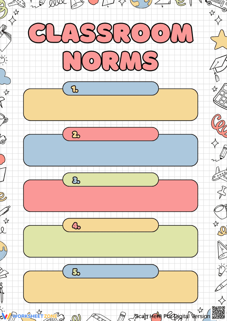 Classroom Norms Anchor Chart | Grade 1-2 Essential - Page 1