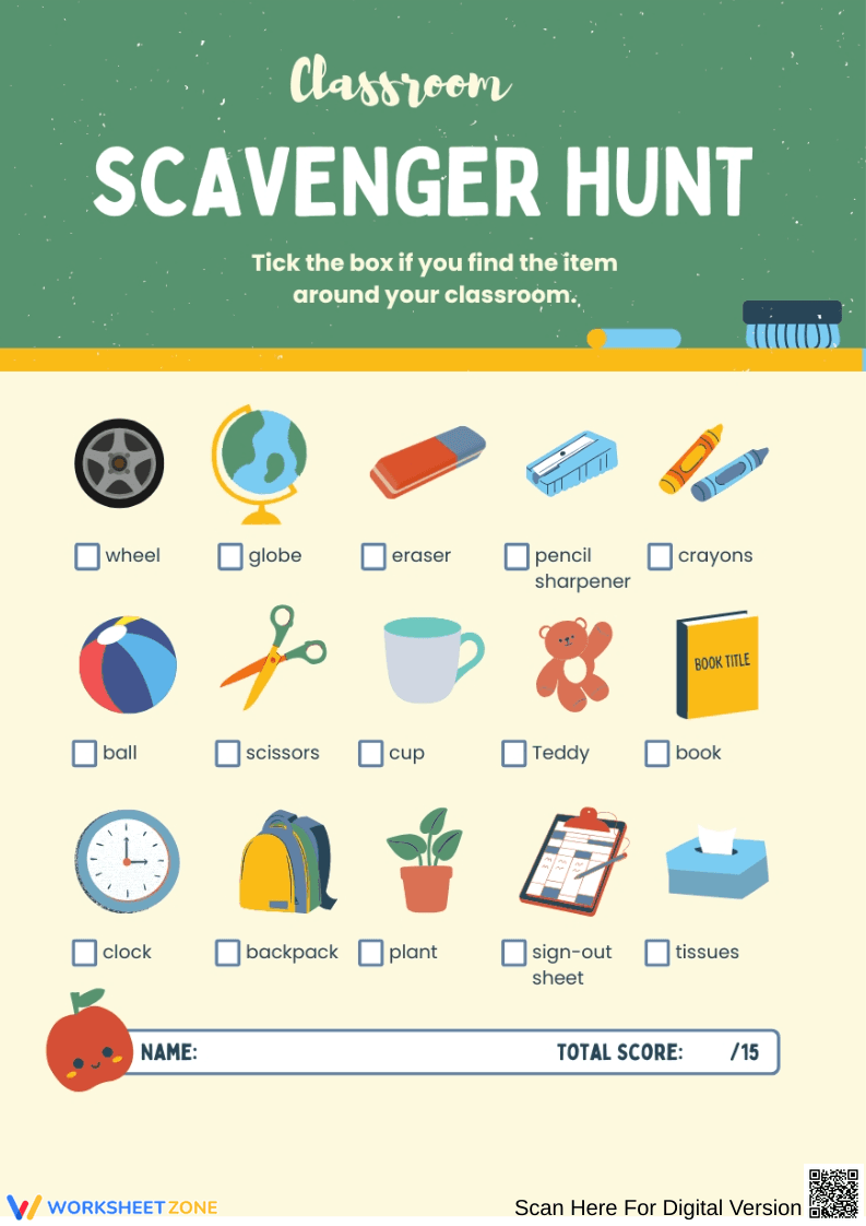 Classroom Scavenger Hunt | Printable Grade 1 Activity - Page 1
