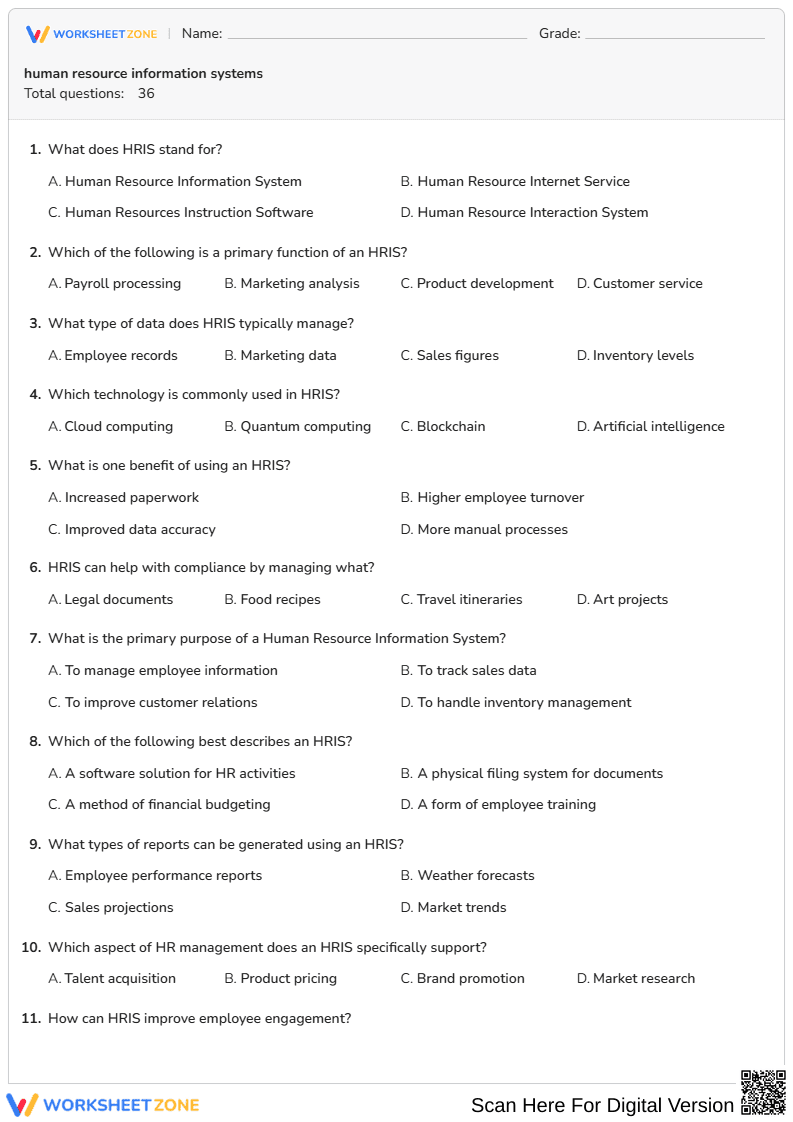 HRIS Quiz: Essential Human Resource Systems Guide - Page 1