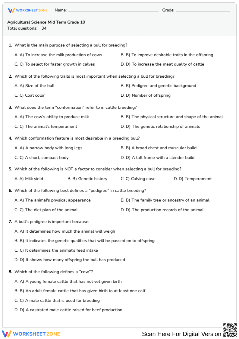Agricultural Science Mid Term Grade 10 - Page 1