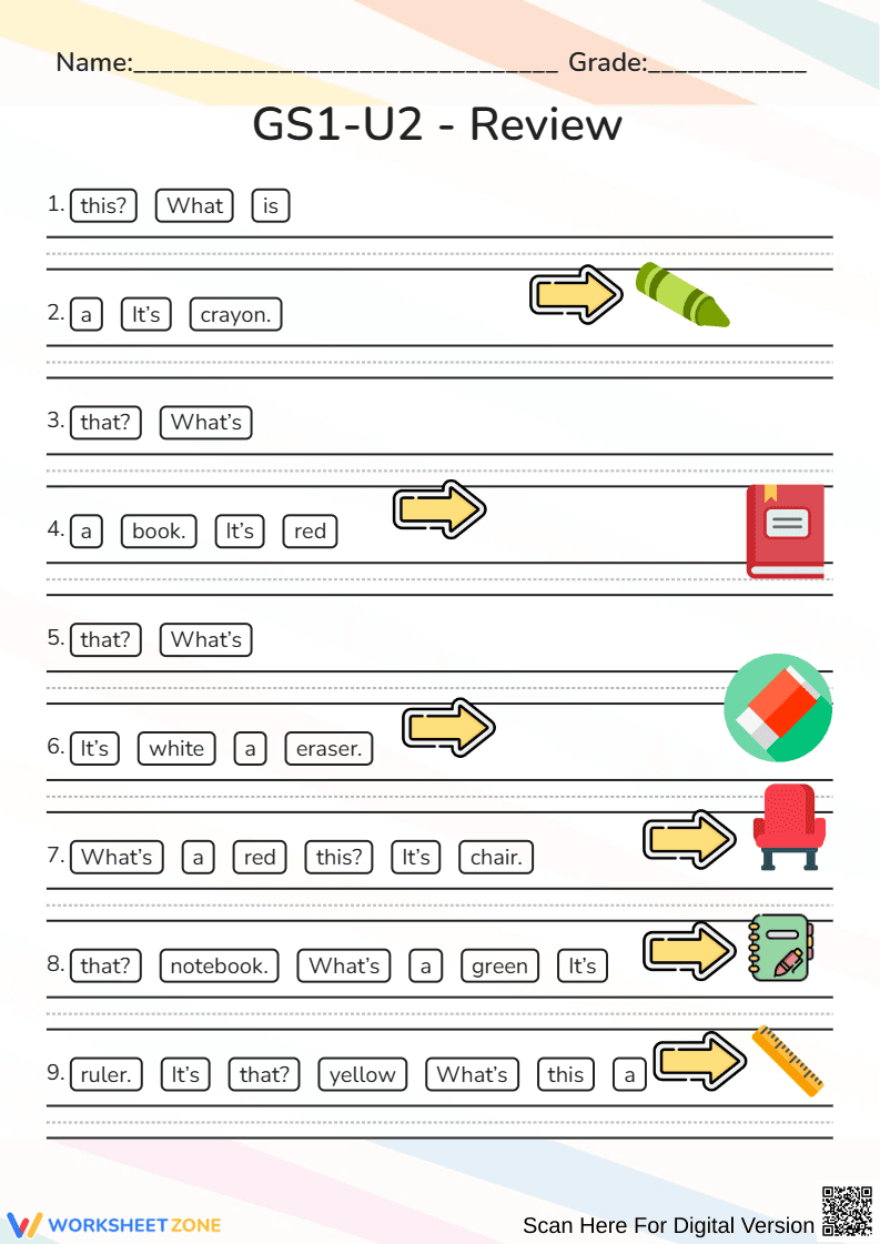 Sentence Scramble Worksheet | Grade 1 Printable - Page 1