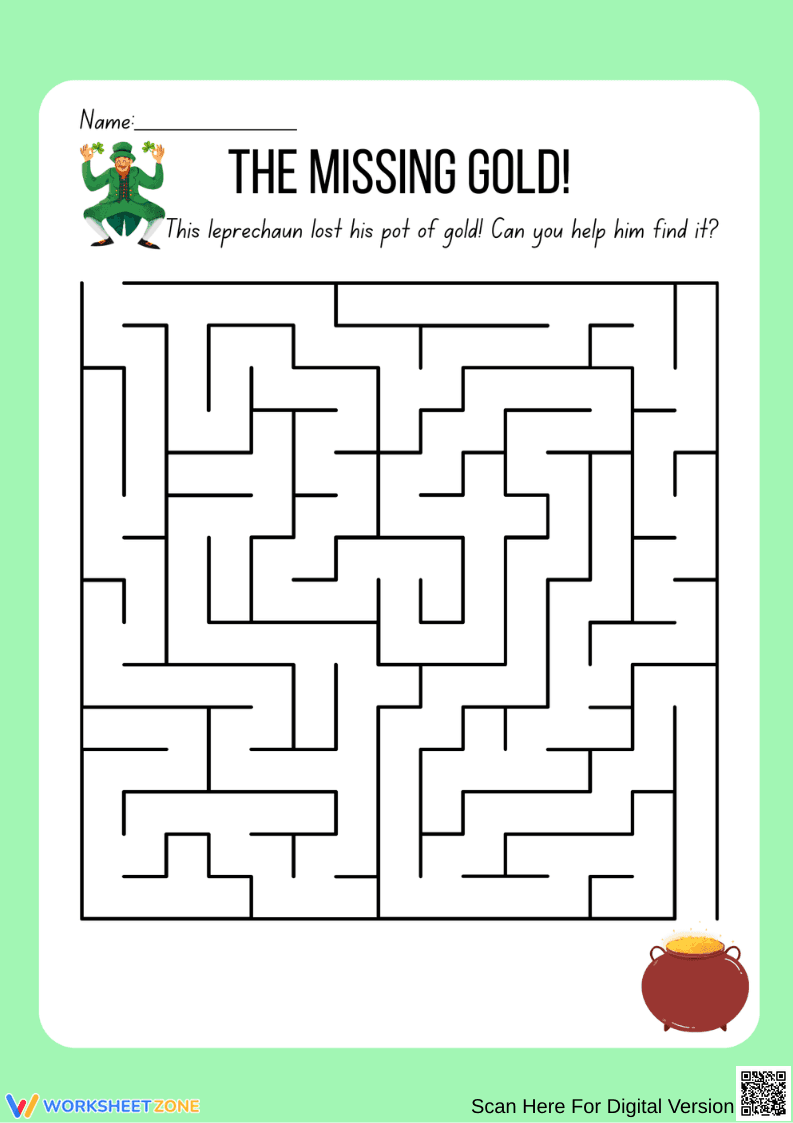 Printable St. Patrick's Day Maze | Grade 1 Logic - Page 1