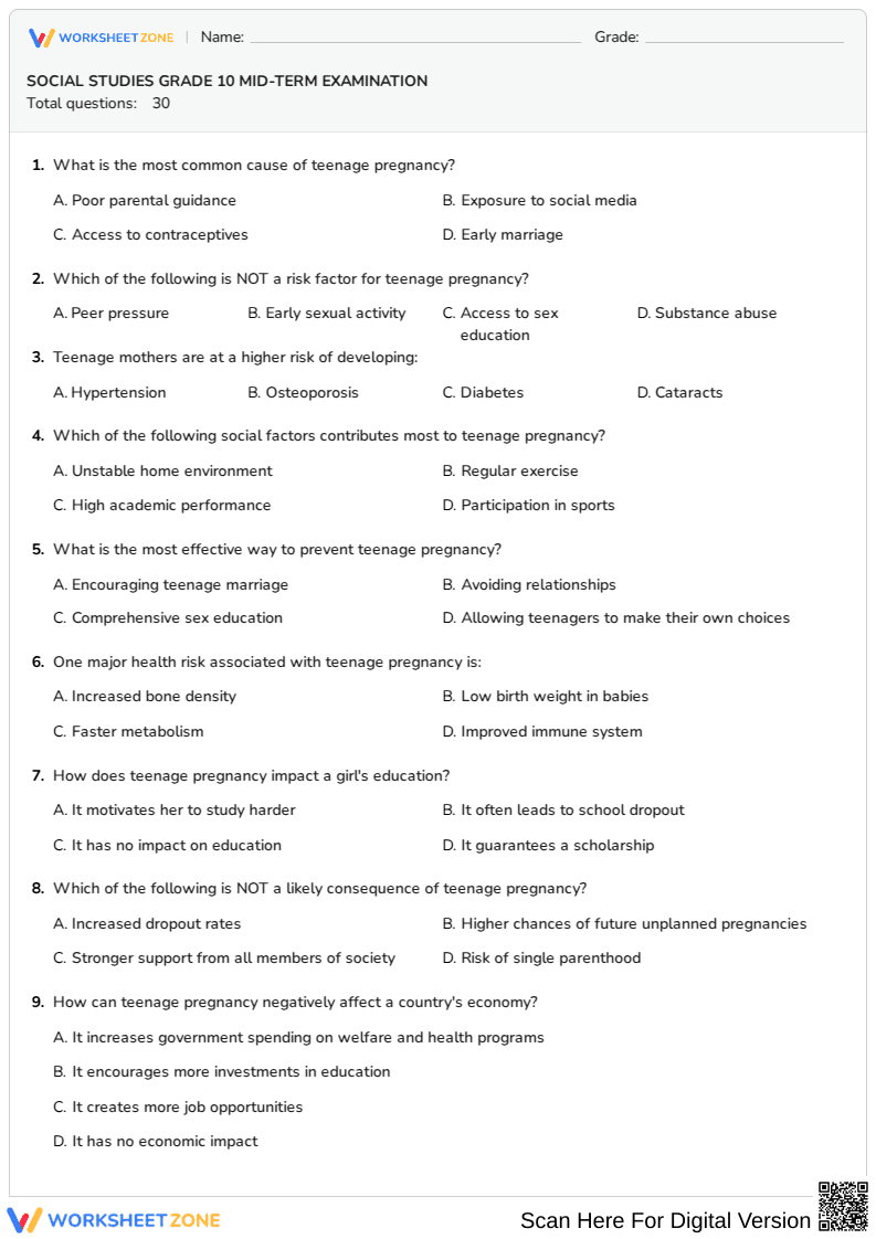 Grade 10 Social Studies Mid-Term: Essential Exam Prep - Page 1