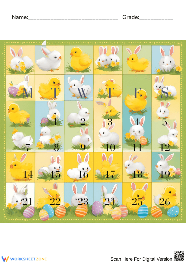 Printable Easter Counting Calendar | Grade K Math - Page 1