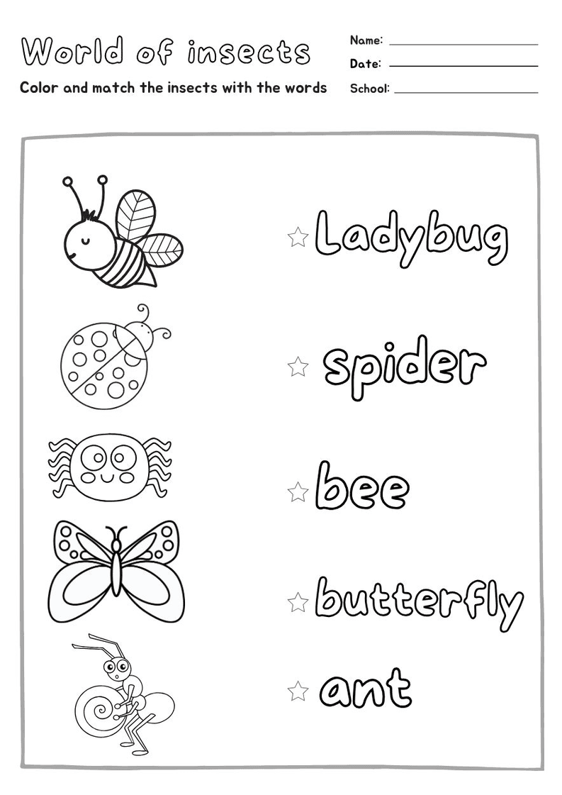 Insect Matching Worksheet | Printable PreK-K Activity - Page 1