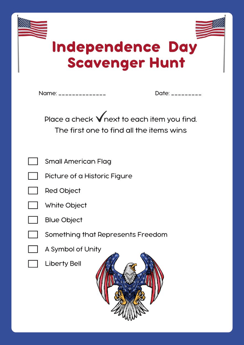 Independence Day Scavenger Hunt | Printable Grade 3 - Page 1