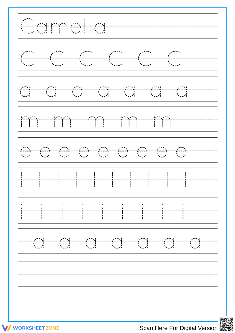 Tracing Name Practice Sheet - Nala - Page 1