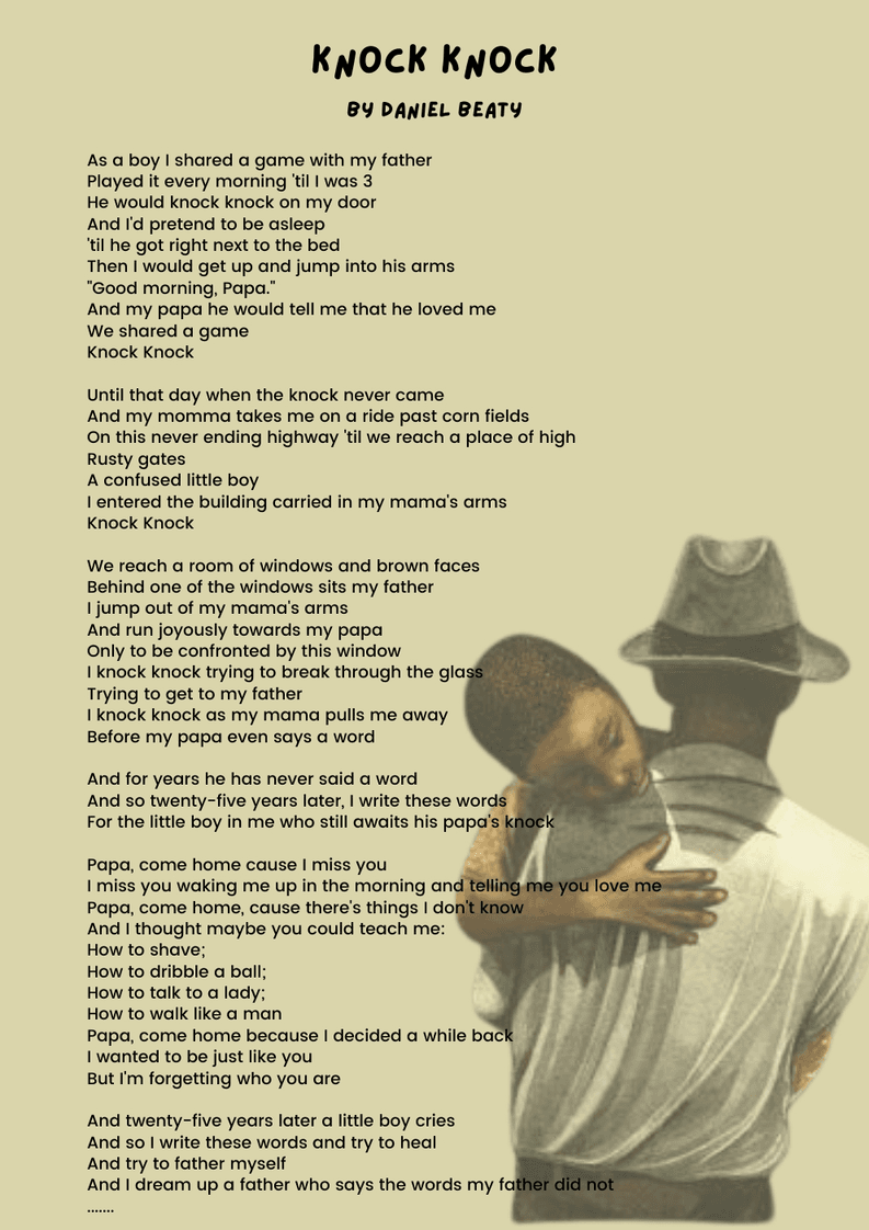 “Knock Knock” by Daniel Beaty – Poetry Reading & Analysis Worksheet - Page 1