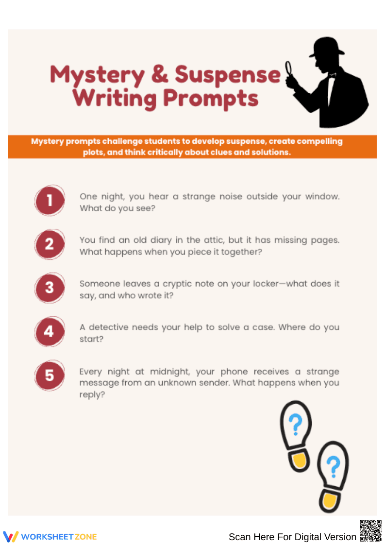 Mystery & Suspense Middle School Writing Prompts - Page 1