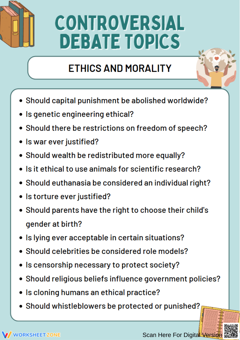 Printable Ethics Debate Topics for Grade 7 - Page 1