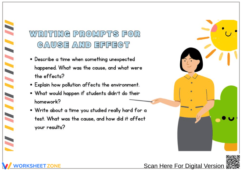 Cause and Effect Writing Prompts for Students - Page 1