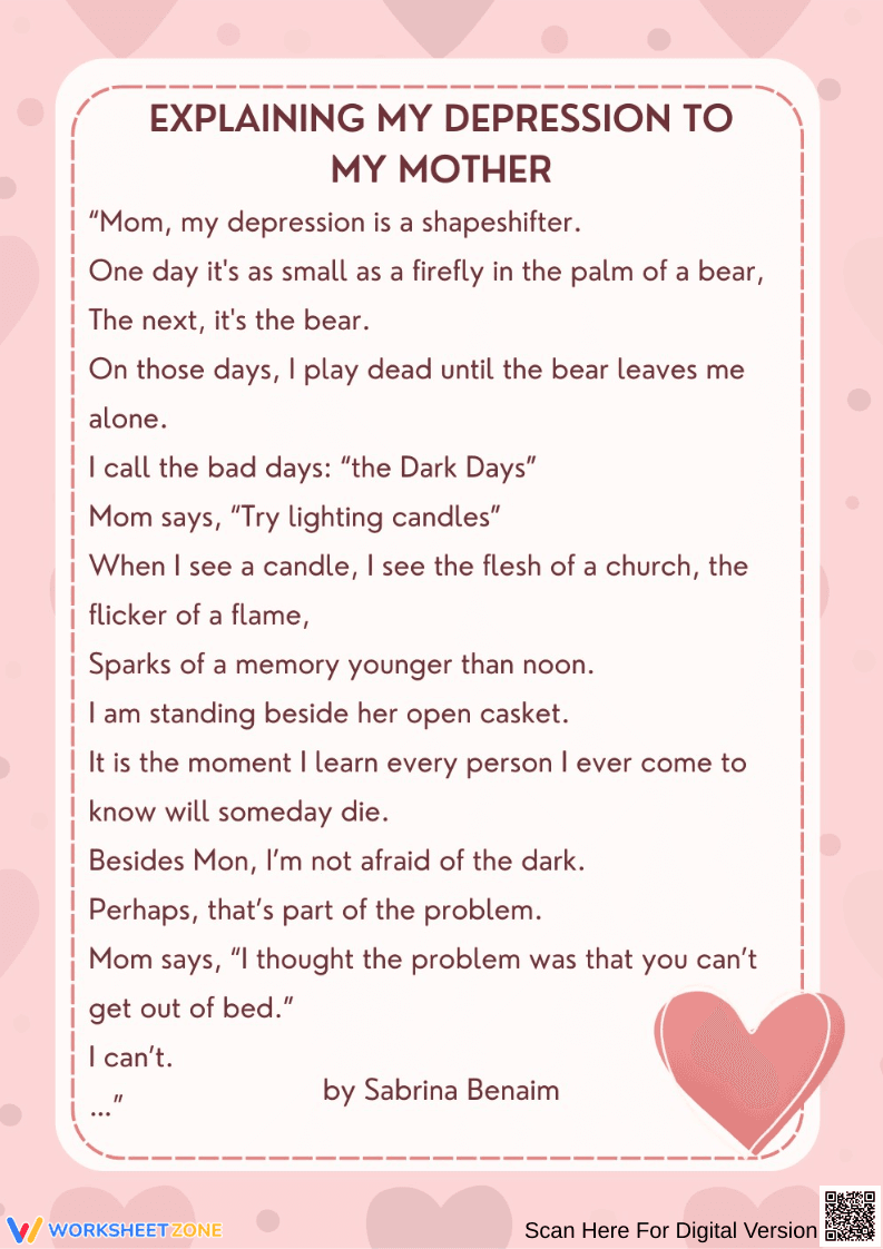 Slam Poetry Example: "Explaining My Depression to My Mother" - Page 1