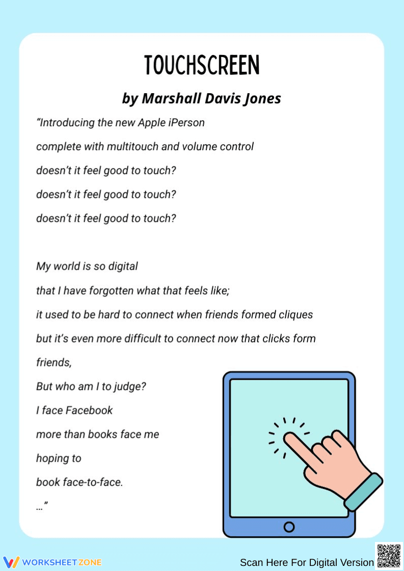Slam Poetry Example: "Touchscreen" by Marshall Davis Jones - Page 1