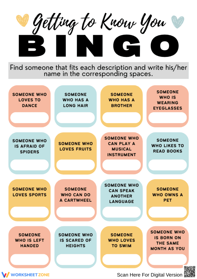Getting to Know You Bingo Activity - Page 1