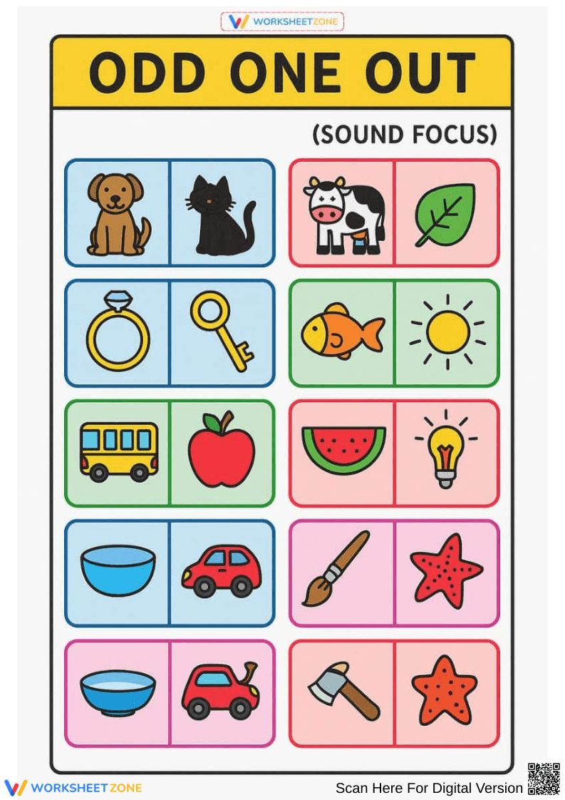 Odd One Out Sound Game for Phonological Awareness - Page 1