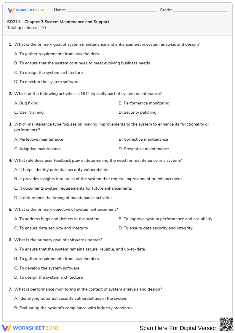 SD211 System Maintenance Quiz | Essential College Guide - Page 1