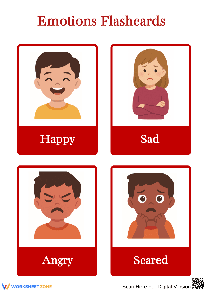 Printable Emotions Flashcards for Early Learners - Page 1