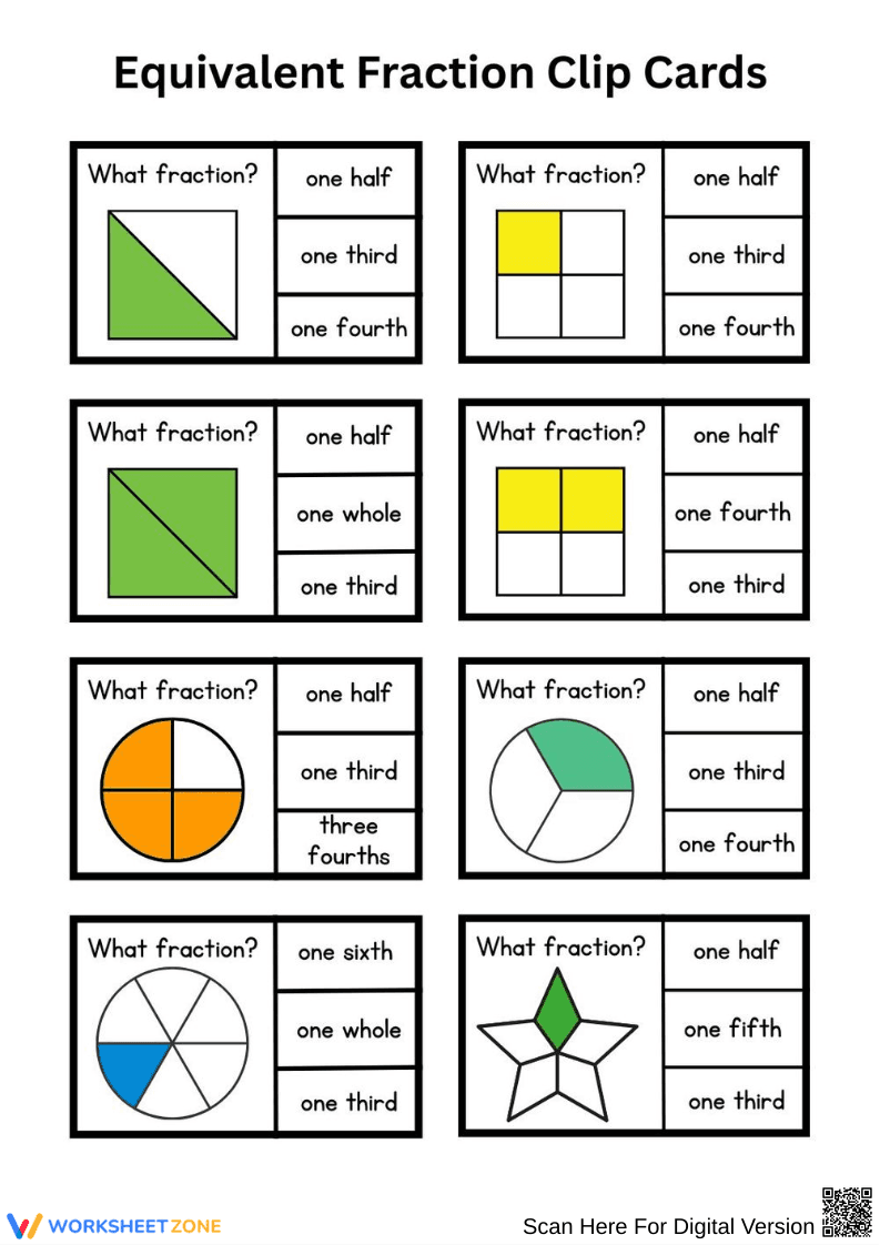 Equivalent Fraction Clip Card Set - Page 1