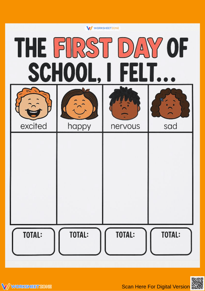 First Day of School Feelings Chart – Printable Student Emotion Graph - Page 1