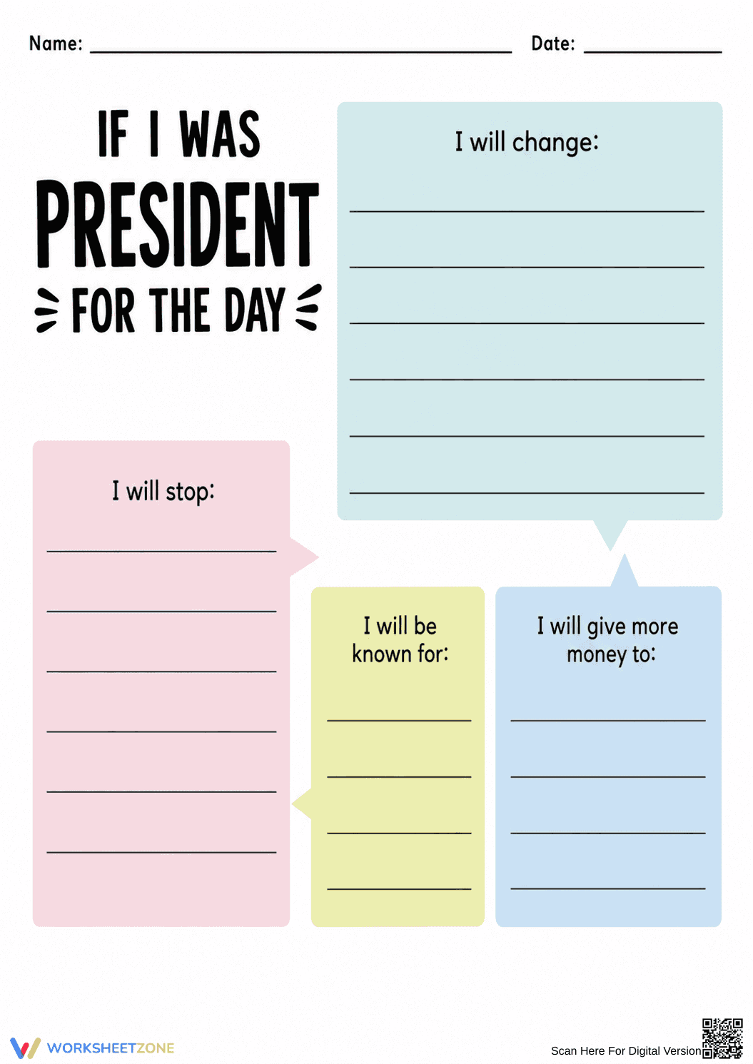 Essential President for the Day Writing Worksheet | Grade 5 - Page 1