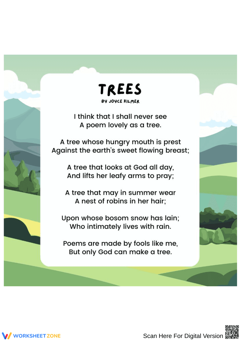 Trees by Joyce Kilmer – Illustrated Poetry Poster - Page 1