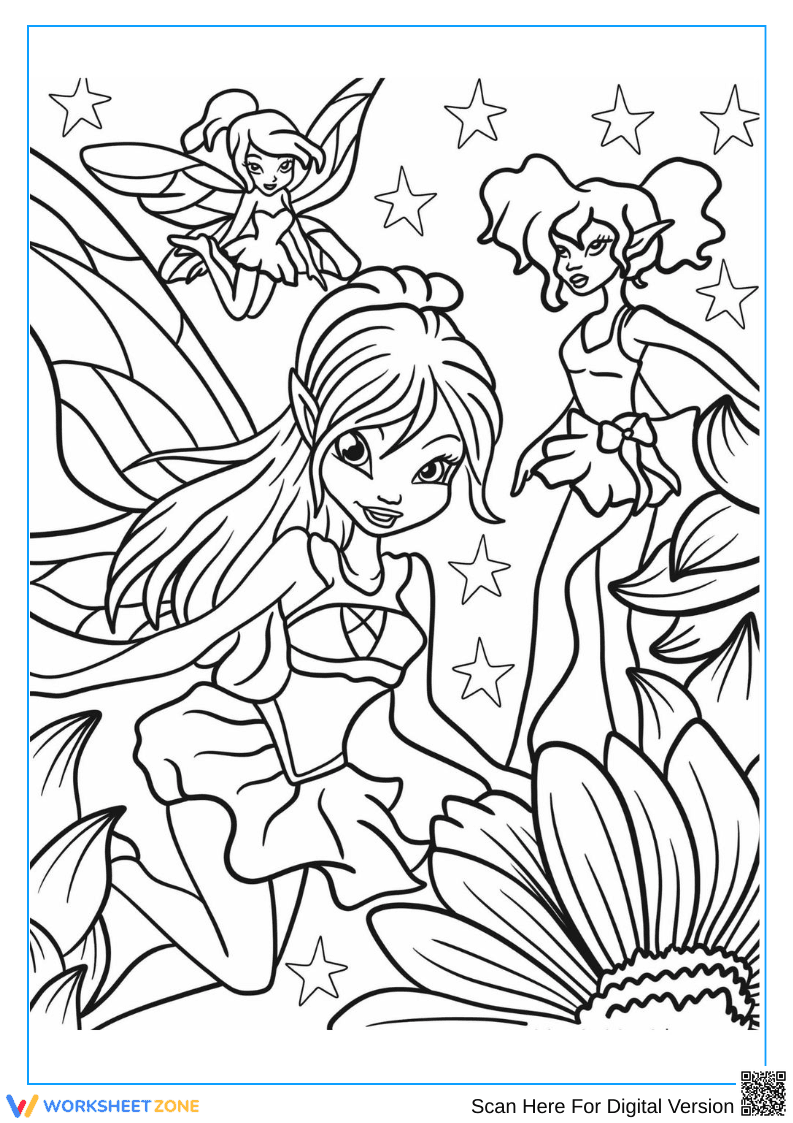 Fairy Dance Coloring Page for Adults - Page 1