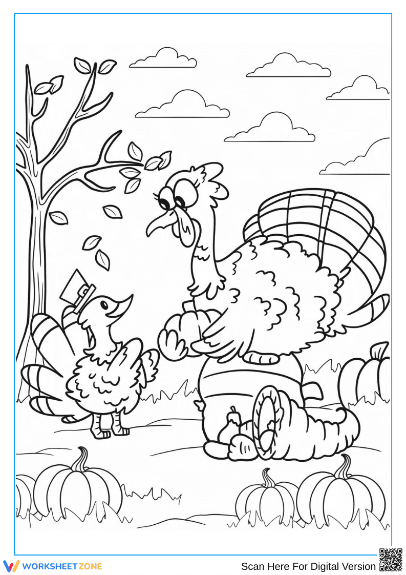 Thanksgiving Turkey Coloring Page for Adults - Page 1