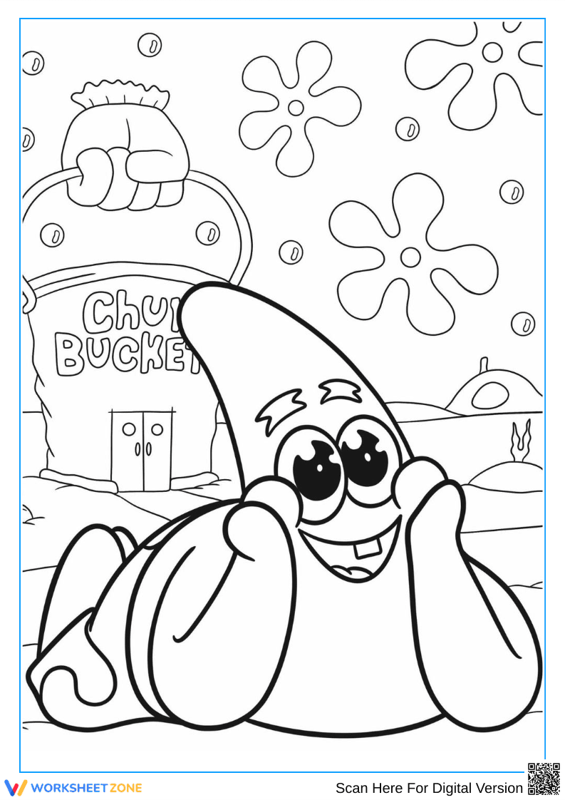 Adorable Patrick Star Coloring Page for Kids - Page 1