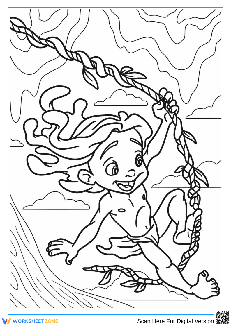 Jungle Swinging Adventure Coloring Page - Page 1