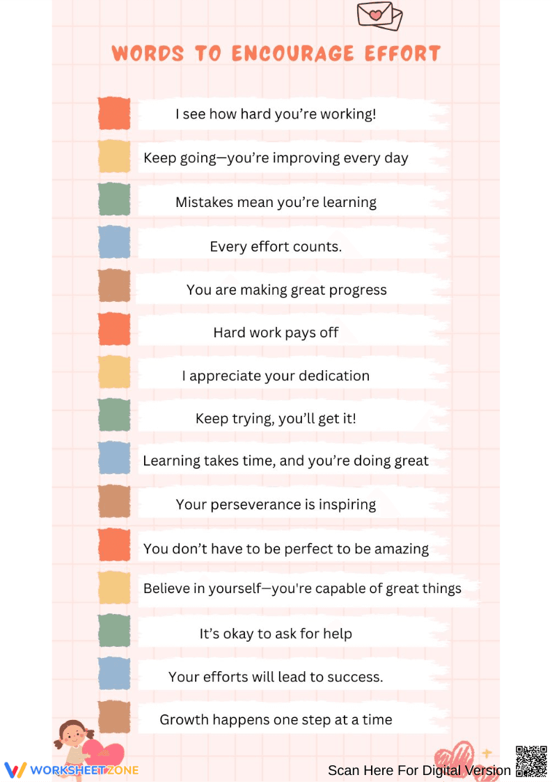 Words to Encourage Effort Poster - Page 1