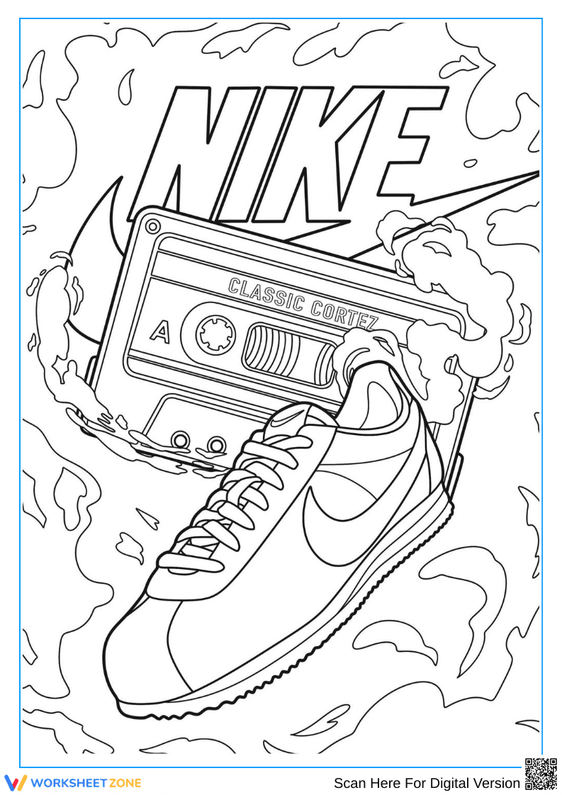 Nike Classic Cortez Retro Coloring Page - Page 1