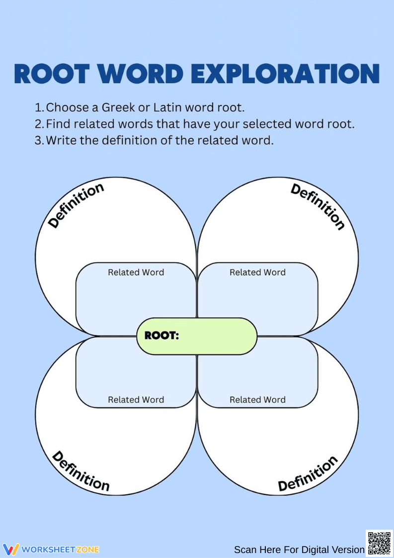 Root Word Exploration Worksheet - Page 1