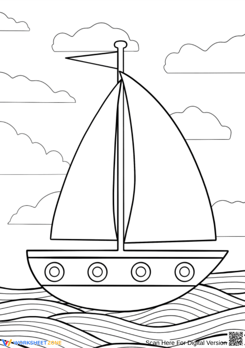 Simple Sailboat Coloring Page for Kids - Page 1