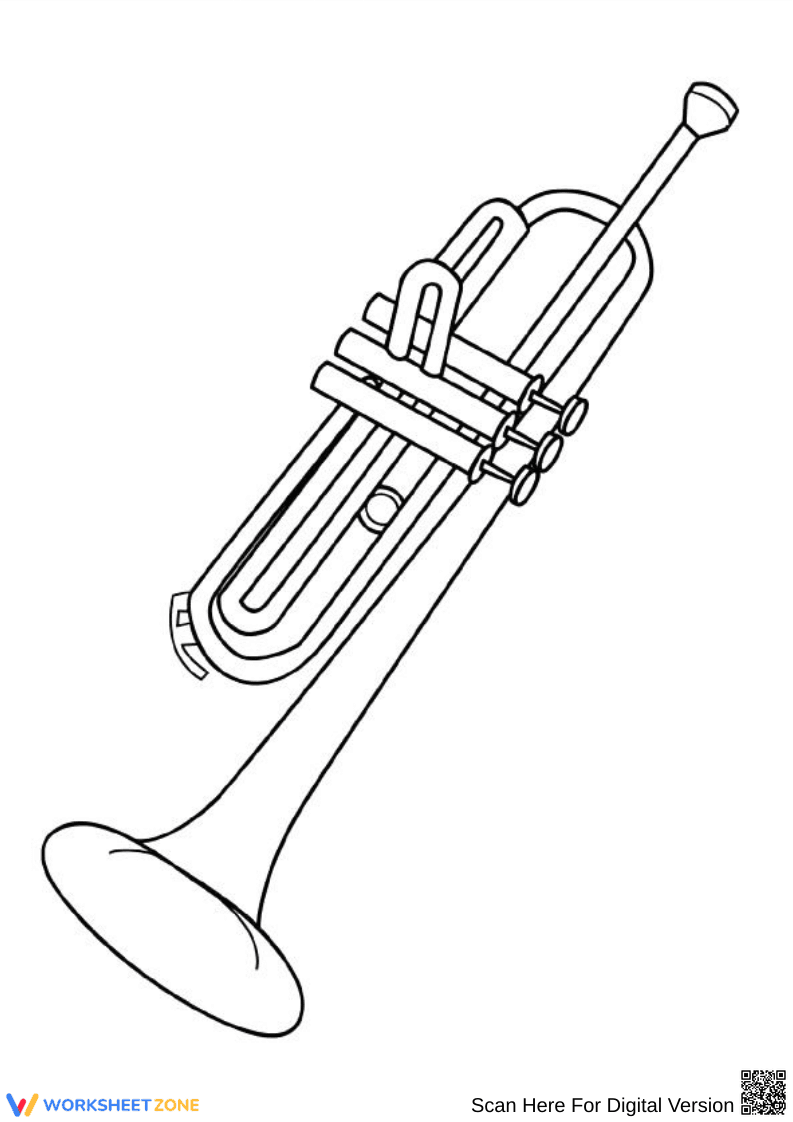 Realistic Trumpet Coloring Page for Kids - Page 1