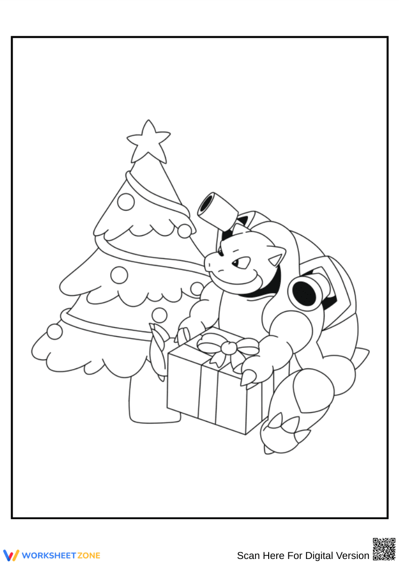Blastoise Christmas Coloring Page - Page 1