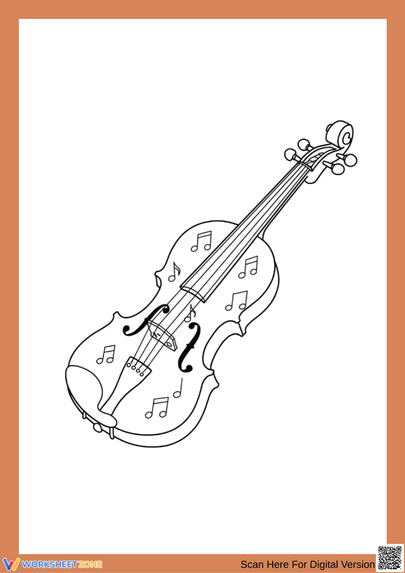 Musical Violin Coloring Page for Kids - Page 1