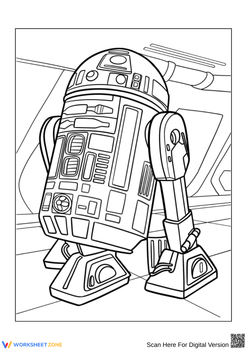 R2-D2 Coloring Page for Kids - Page 1