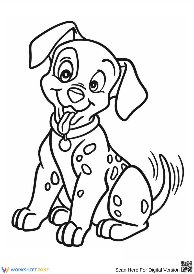 Happy Dalmatian Puppy Coloring Page - Page 1