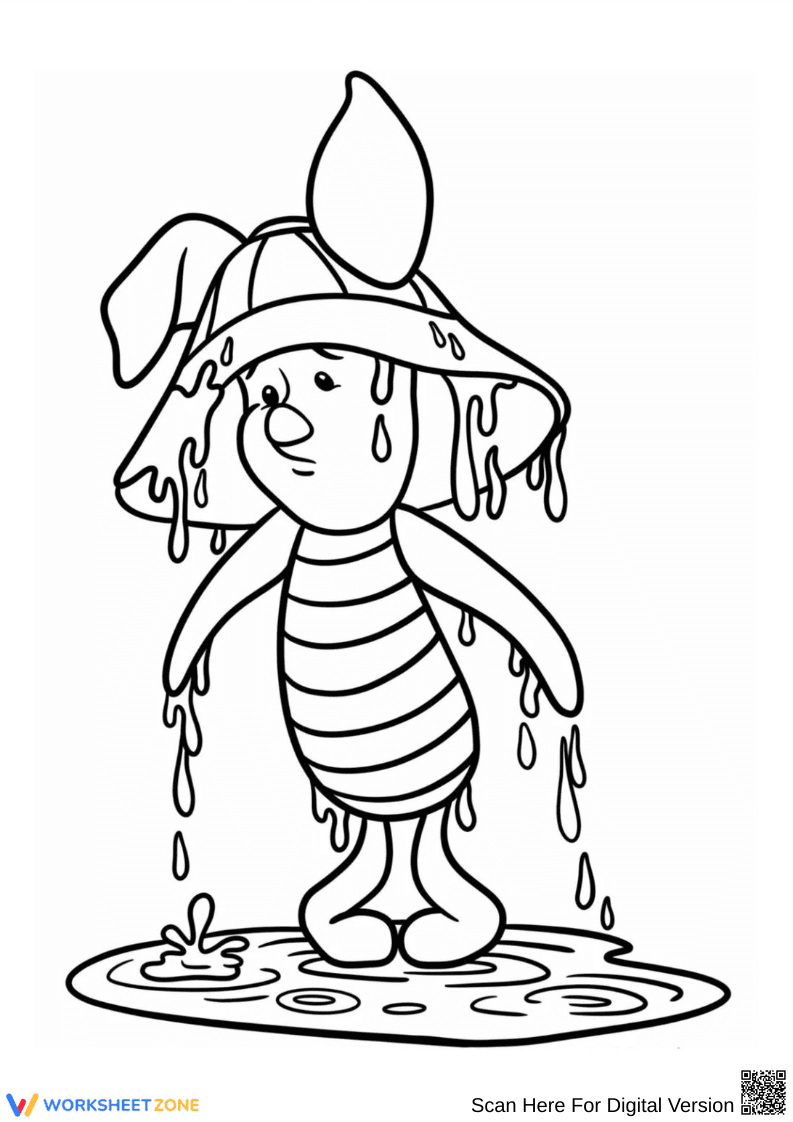 Piglet in the Rain Coloring Page - Page 1