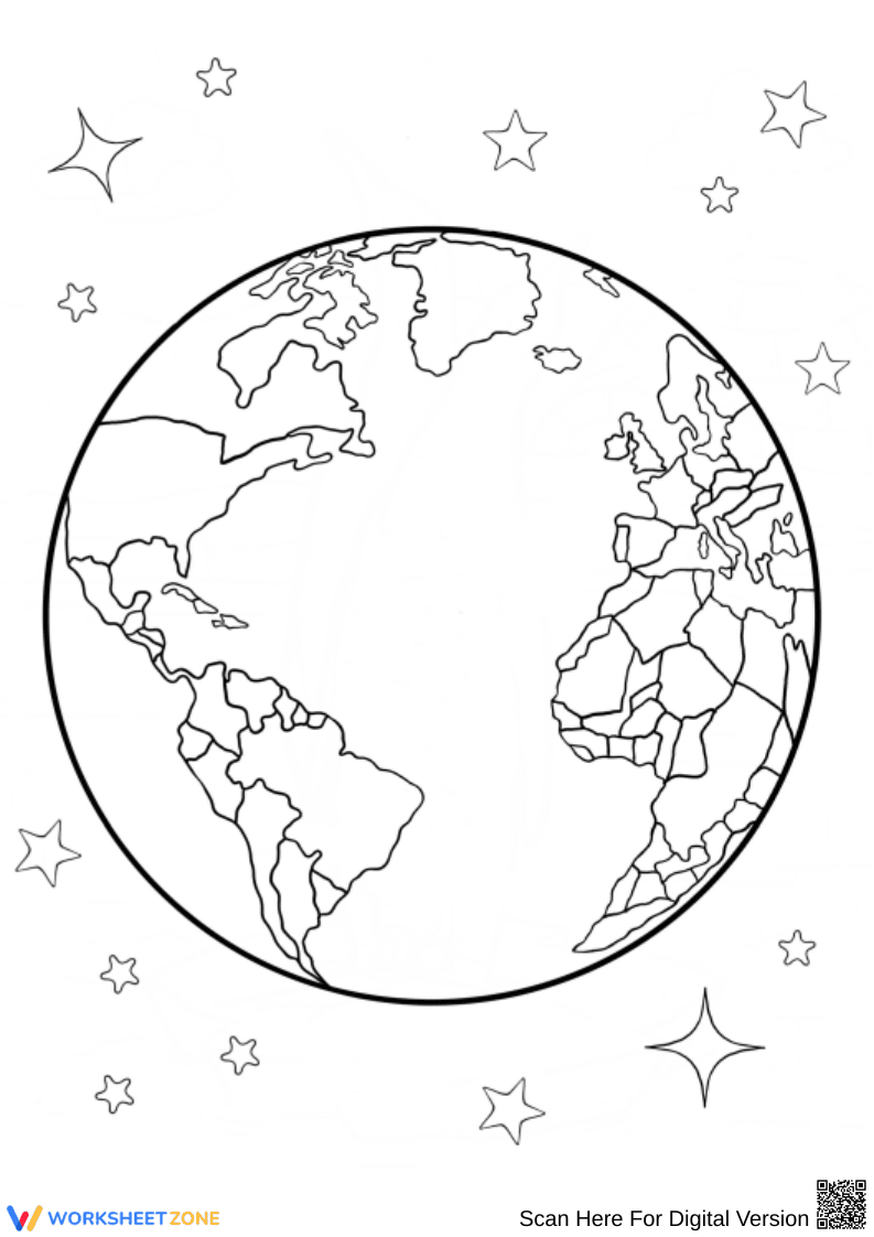 Realistic Earth Coloring Page with Continents - Page 1