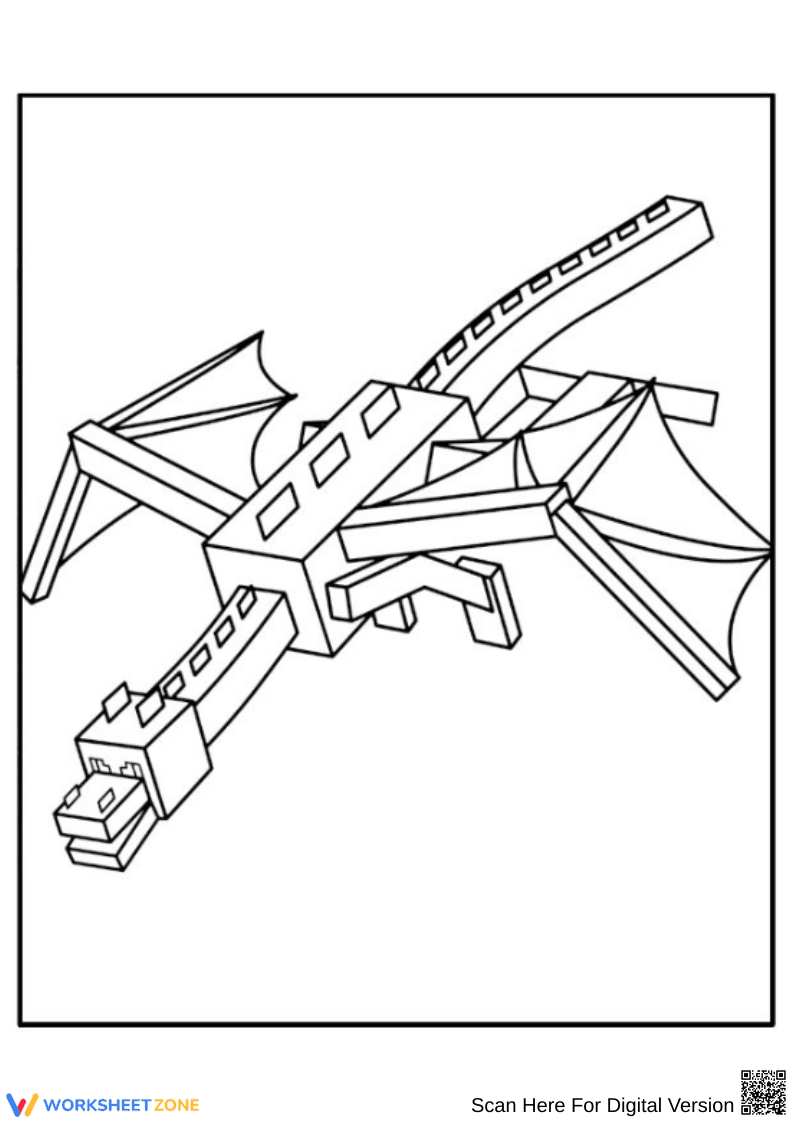 3D Ender Dragon Coloring Page for Kids - Page 1