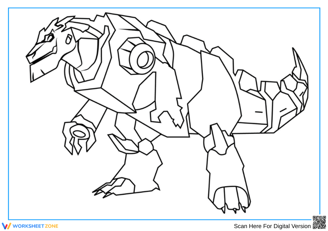 Easy Grimlock Coloring Page – Robot Dinosaur - Page 1