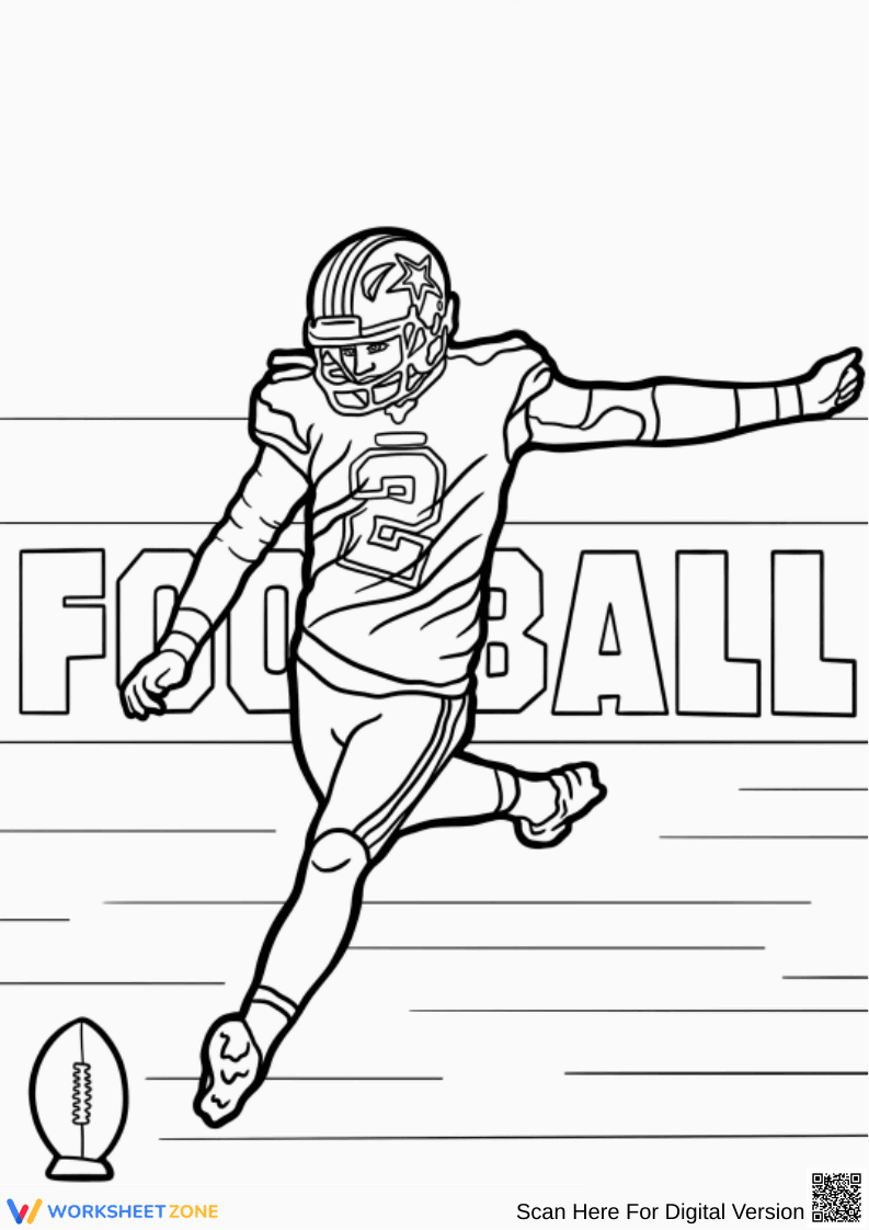 Football Coloring Page – Kicker in Action - Page 1