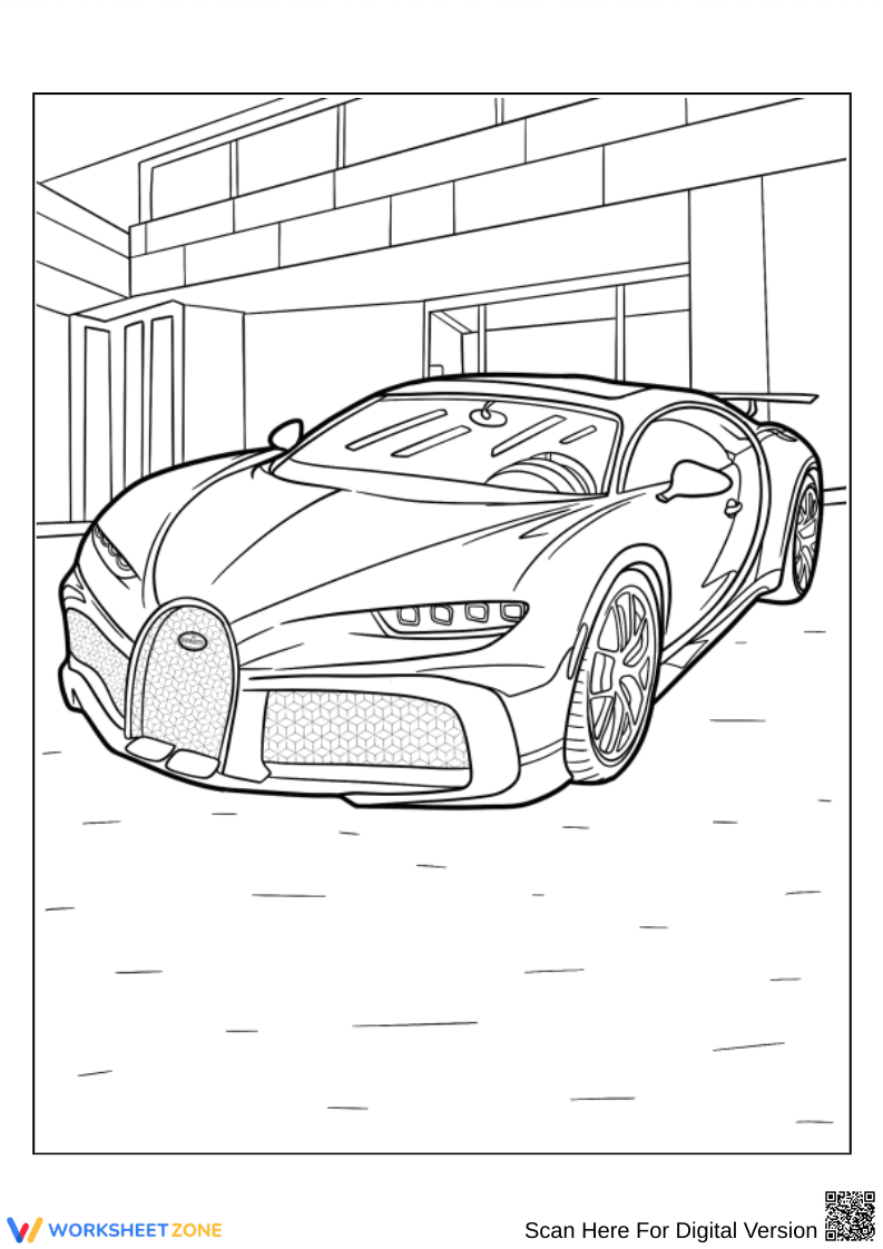 Modern Bugatti Coloring Page for Kids - Page 1