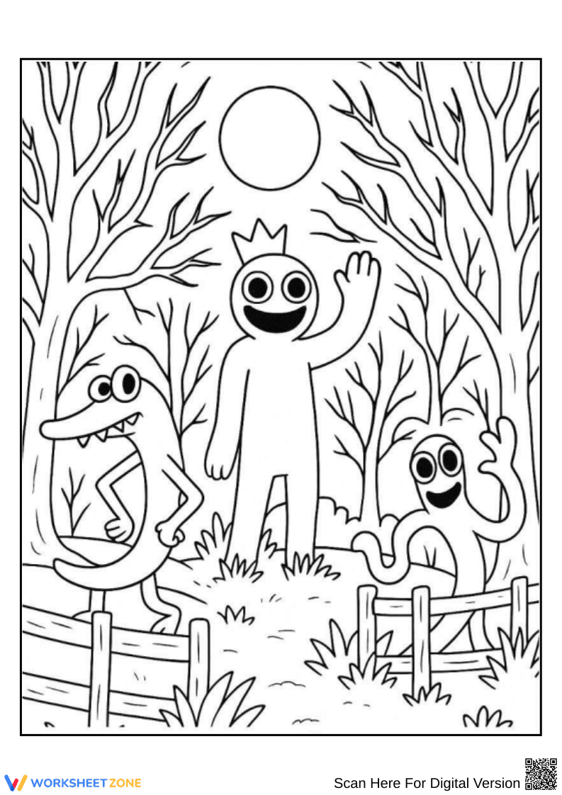 Rainbow Friends in the Forest Coloring Page - Page 1