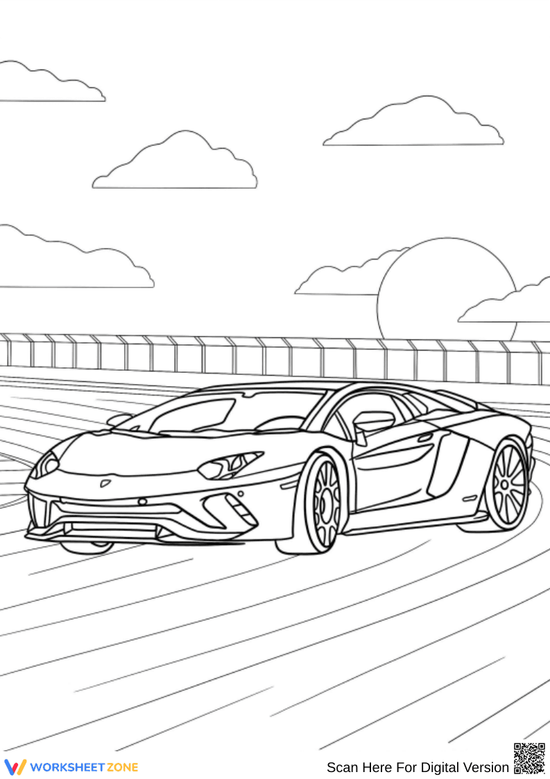 Race Car on the Track Coloring Page - Page 1