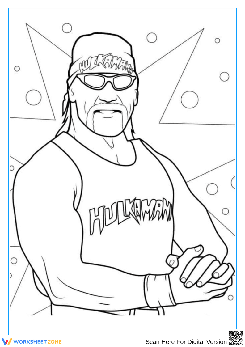 WWE Hulk Hogan Coloring Page – Classic Hulkamania Fun - Page 1